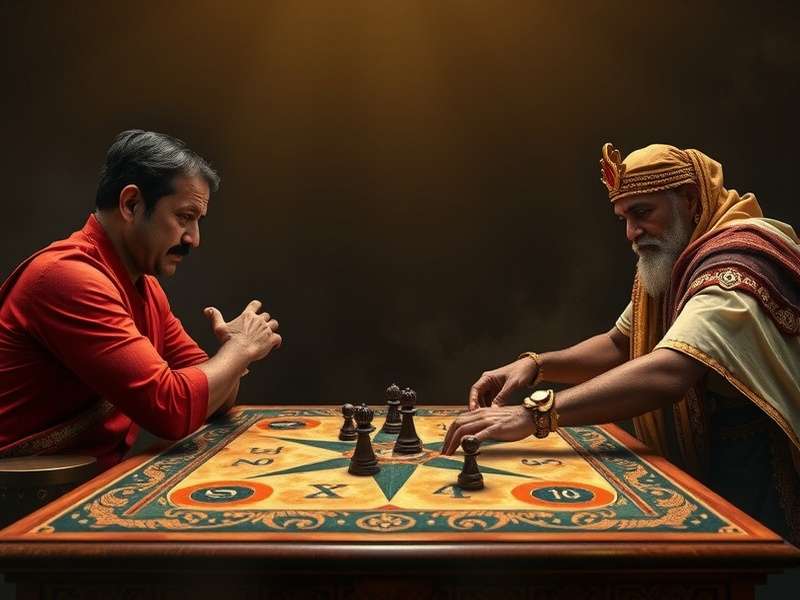 Ludo King board game with dice and tokens on wooden surface