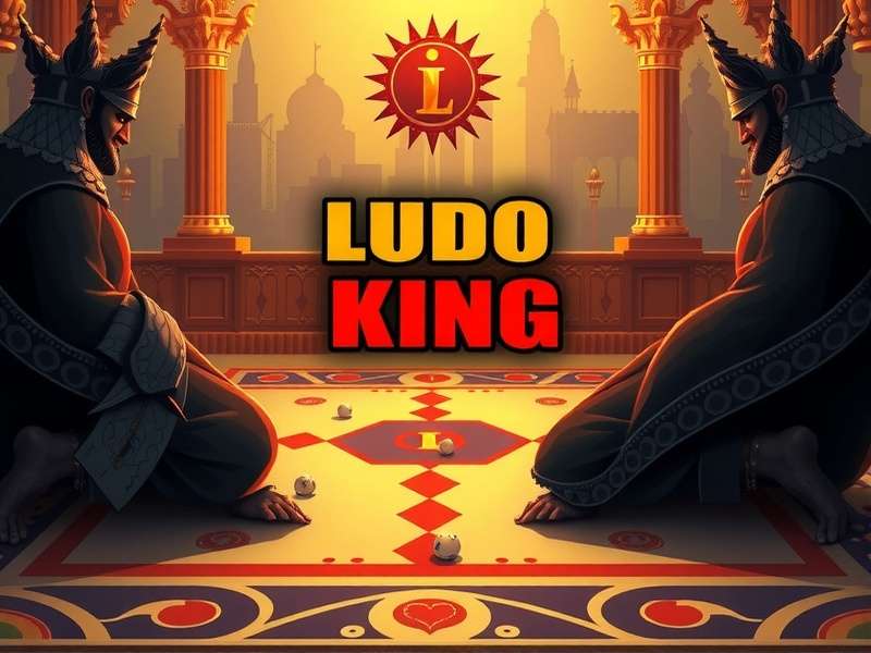 Ludo King board game pieces on a wooden table, showcasing offline play