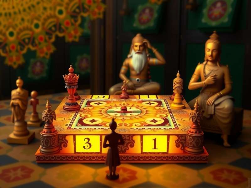 Ludo King game board with tokens and dice in a strategic setup