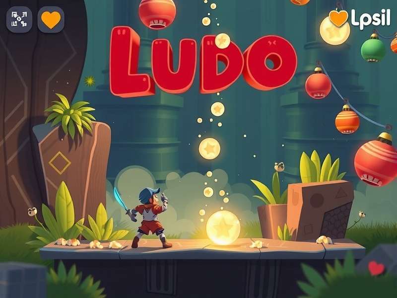 Colorful Ludo board with dice and tokens