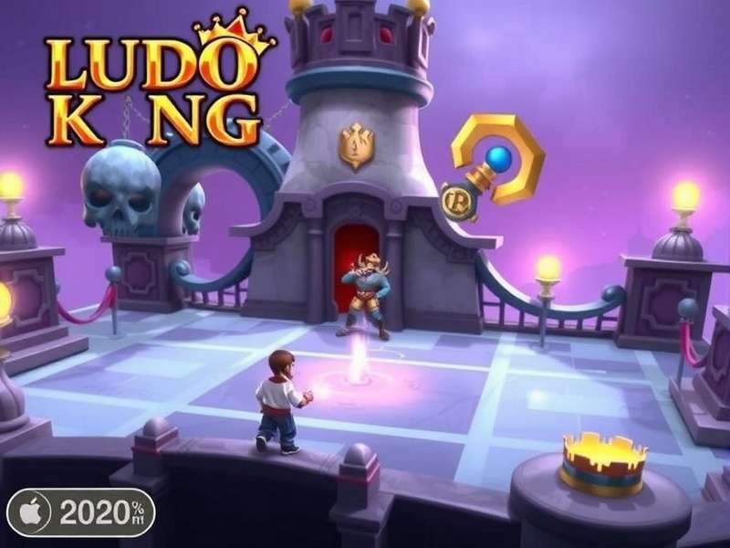Ludo King Game 2020 board with colorful tokens and dice on a vibrant green board