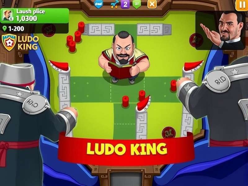 Ludo King game playing on a laptop screen with colorful board and dice